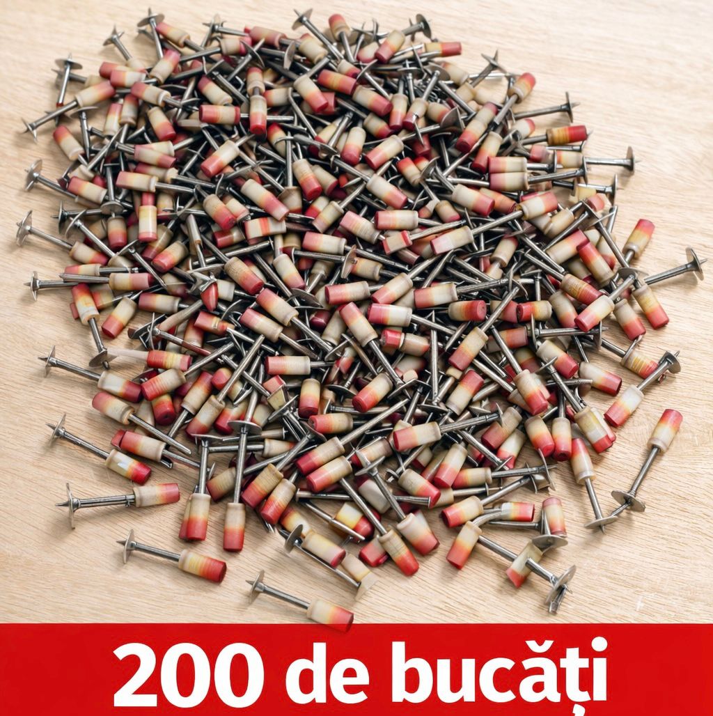 Set 200 Cuie pentru Pistol Pneumatic, Oțel Galvanizat Anticoroziv, Cap Ciupercă 7.2 mm, Autopropulsare, 27 mm x 2.7 mm – Fixare Profesională