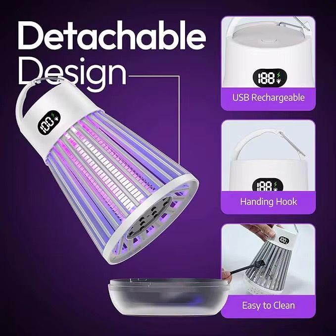 Lampă 2-în-1 Anti-Insecte și Camping Reîncărcabilă USB – Lumină LED + Capcană UV, IP66