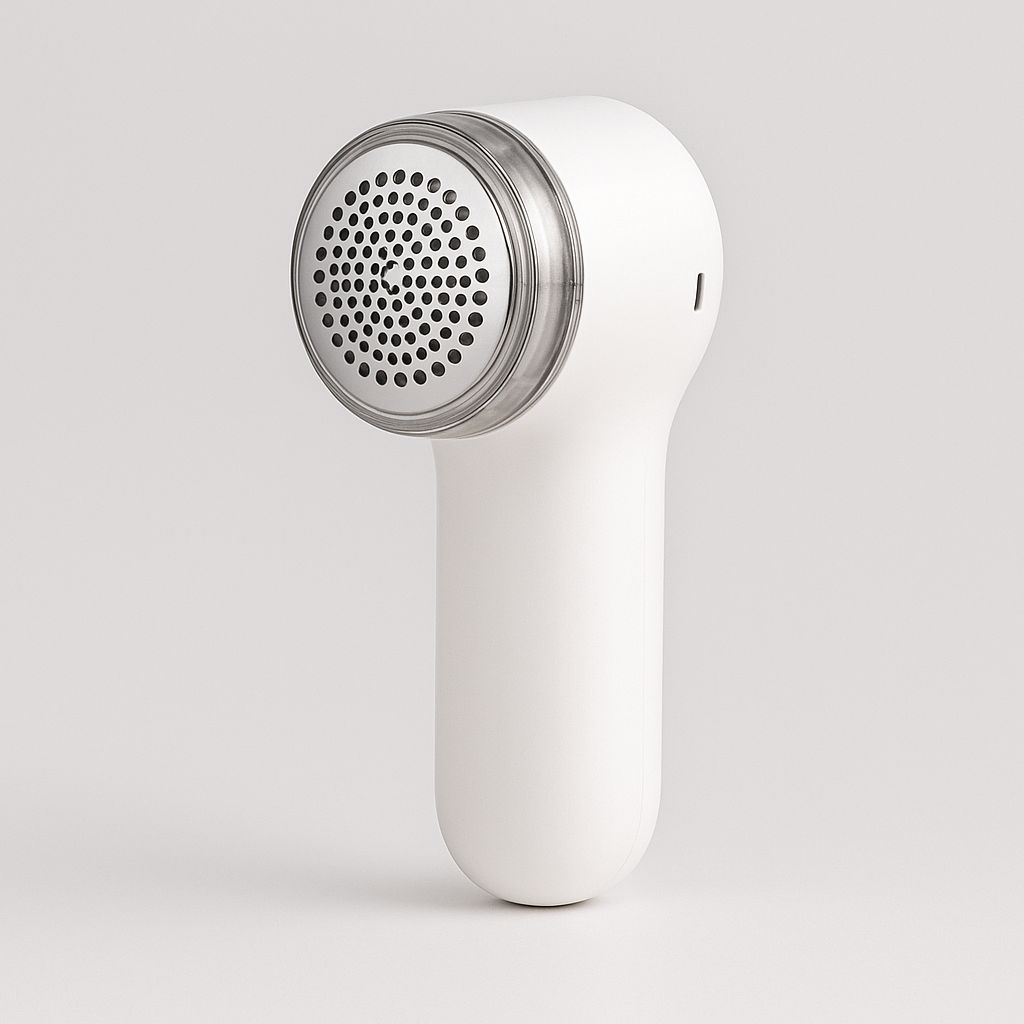 Aparat Electric pentru Îndepărtat Scamele cu Display, 6 Lame UltraSharp, Reîncărcabil – Alb & Bej + Cablu de Încărcare Inclus