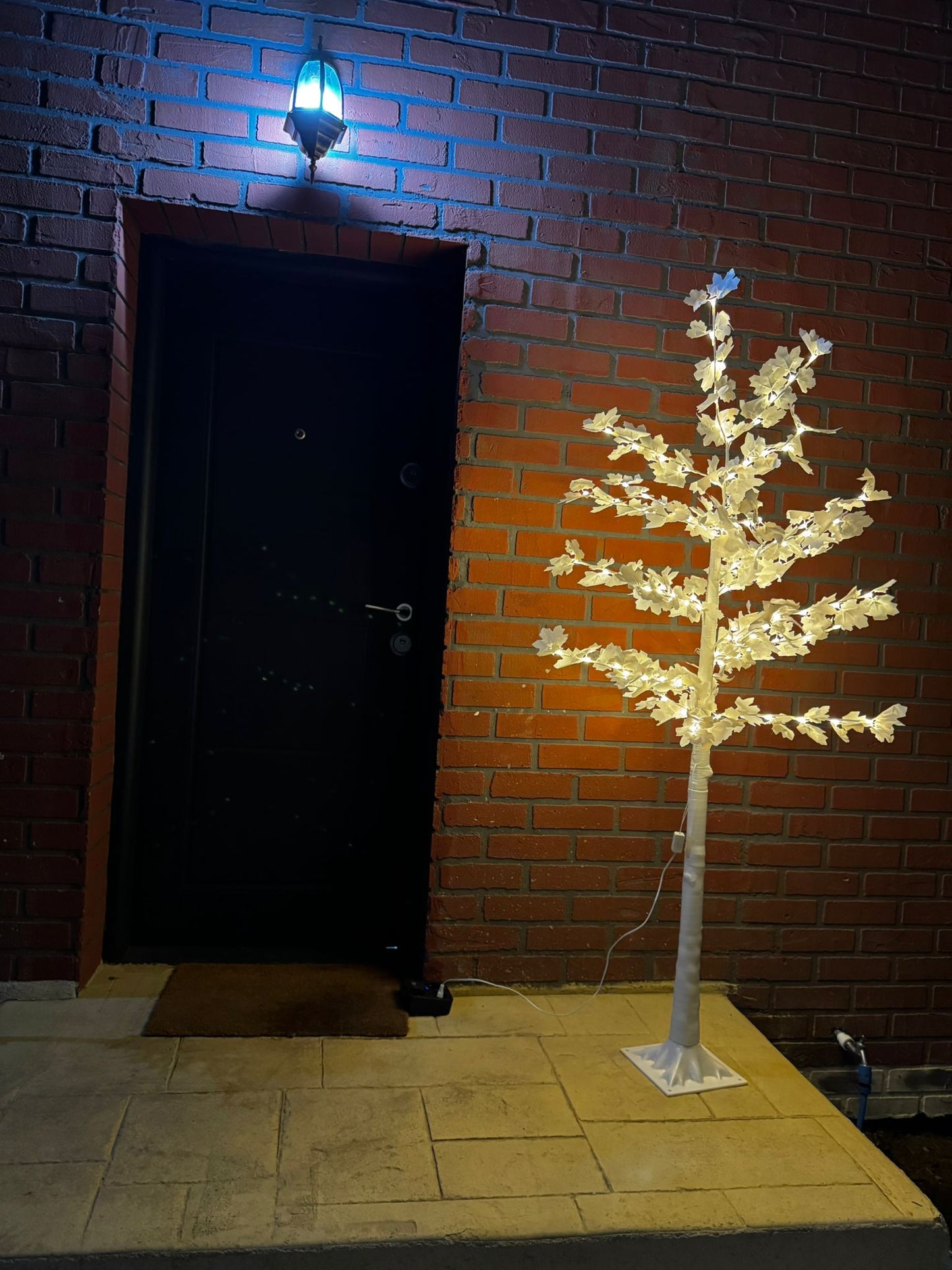 Copac Decorativ Artar Alb, 180 cm, cu LED, Lumina Caldă