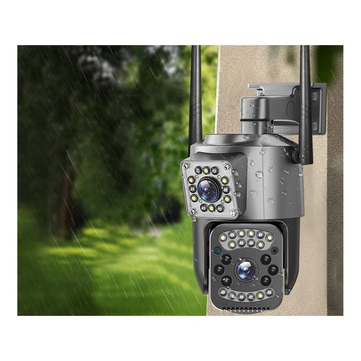Cameră de Supraveghere WiFi 6MP Dual Lens – Rotire 355°, Vedere Nocturnă Color & IR, Audio Bidirecțional, Detectare Mișcare, IP66, Control Aplicație Android/iOS