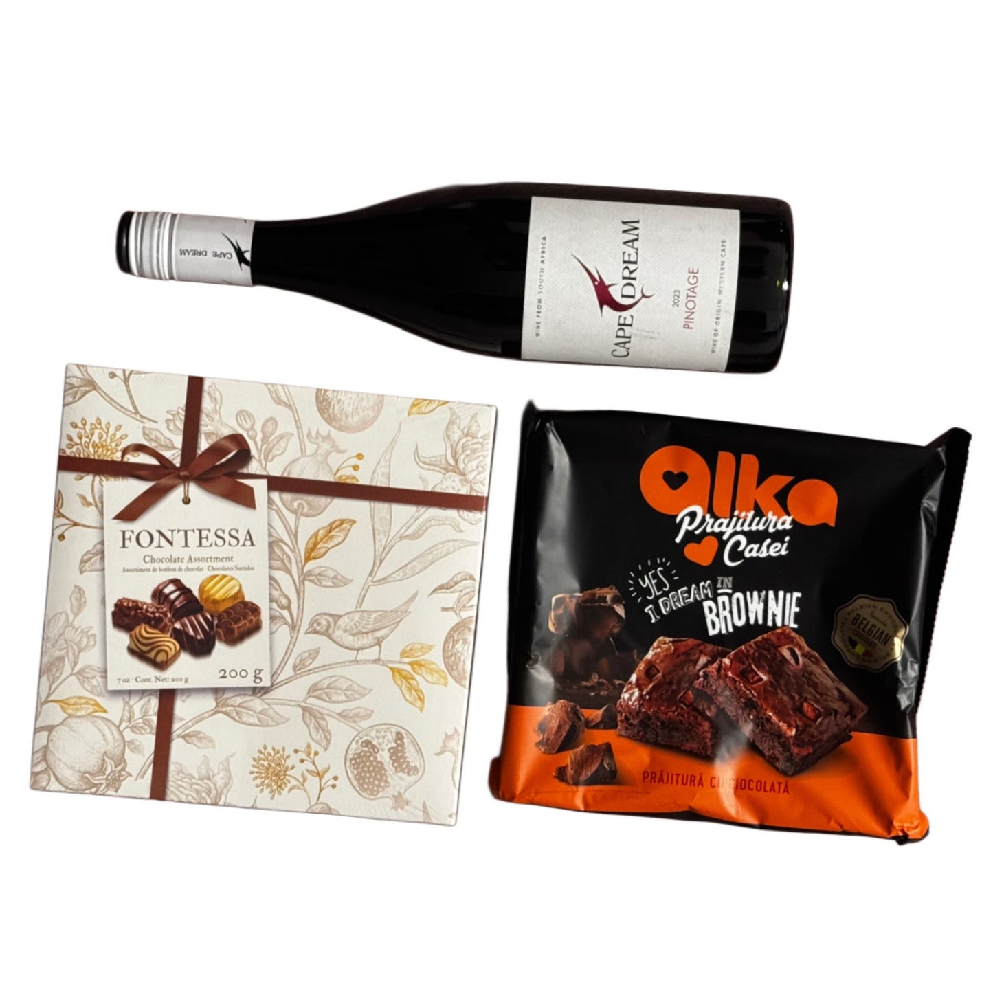 Cadou Colorat de Paște - Delicii Gourmet cu Vin Pinotage, Praline și Brownie
