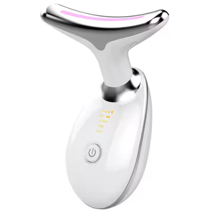 Dispozitiv antirid și lifting pentru gât, Stimulare EMS, Funcție de încălzire, Masaj, Vibratii, 3 moduri de culoare