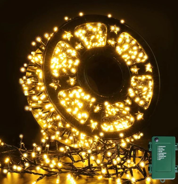 Instalație de Crăciun Liniară 50m / 100m / 120m cu LED Multicolor / Albastru / Alb Cald / Alb Rece – Efect Flash, Cablu Negru, IP44 | Ghirlandă Luminoasă pentru Exterior & Interior