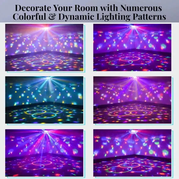 Proiector Disco LED Magic Ball cu Telecomandă și Boxă – 6 LED-uri RGB, 18W, Efect Lumini Petrecere, Montaj Tavan/Perete