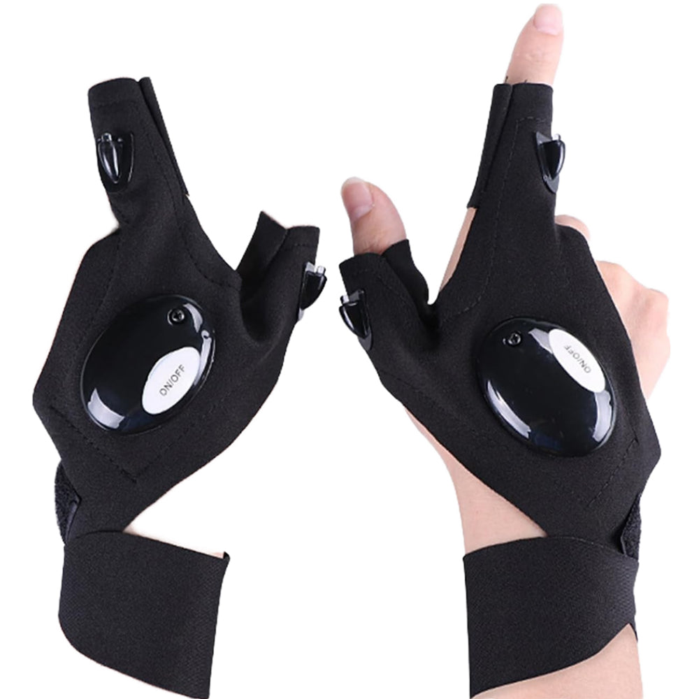 Mănușă LED cu Lanternă 2 Lumini, Ajustabilă, Impermeabilă – Iluminare Hands-Free pentru Pescuit, Reparații, Camping și Lucru Nocturn