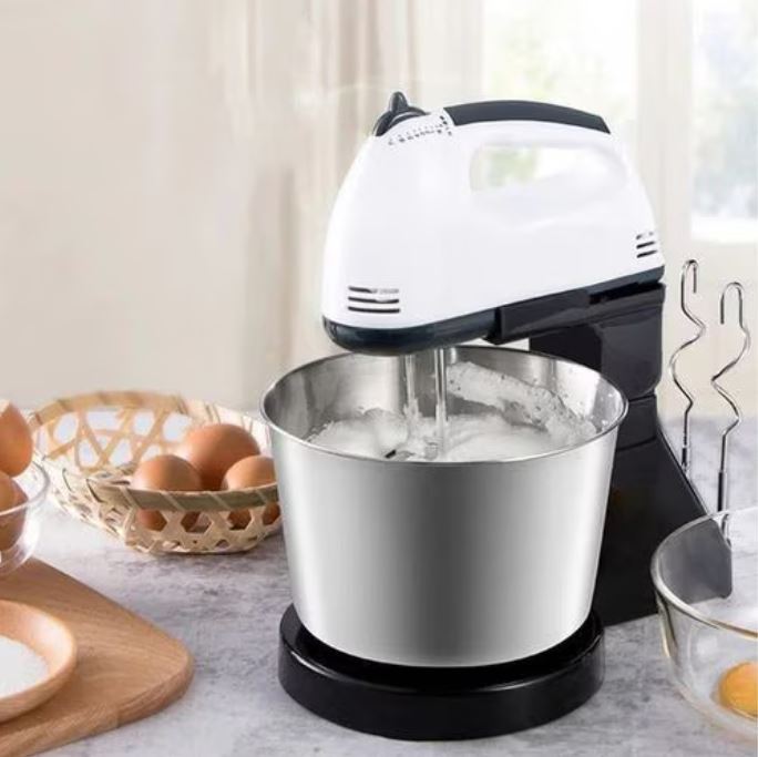 Mixer cu Bol din Inox 4L, 380W, 7 Viteze, Funcție Turbo, Motor din Cupru, Accesorii pentru Bătut & Frământat, Bol Autorotativ – Negru