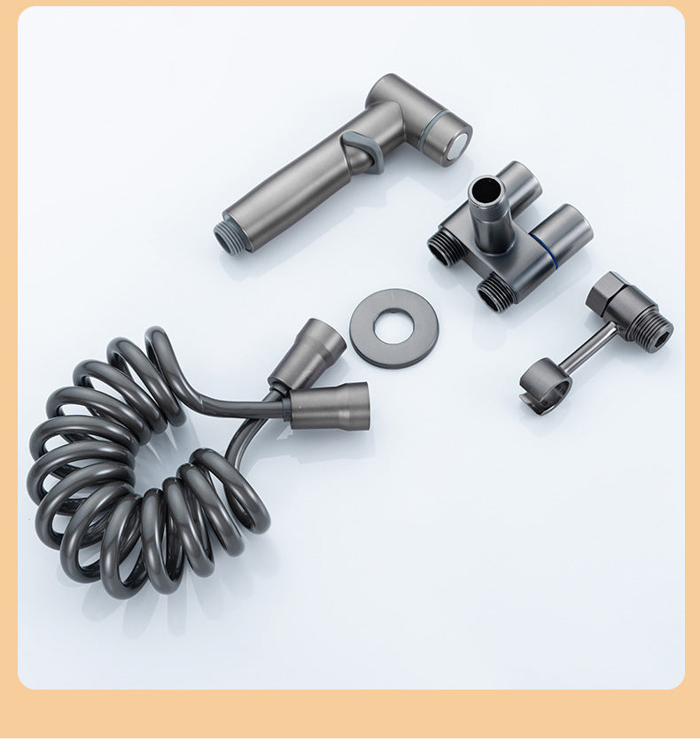 Set Complet Duș Igienic pentru Bideu și Baie din Inox Negru Mat, cu Robinet Încastrat și Baterie, Furtun Flexibil 1.5m, Kit Instalare Inclus, Design Modern, Economie Apă