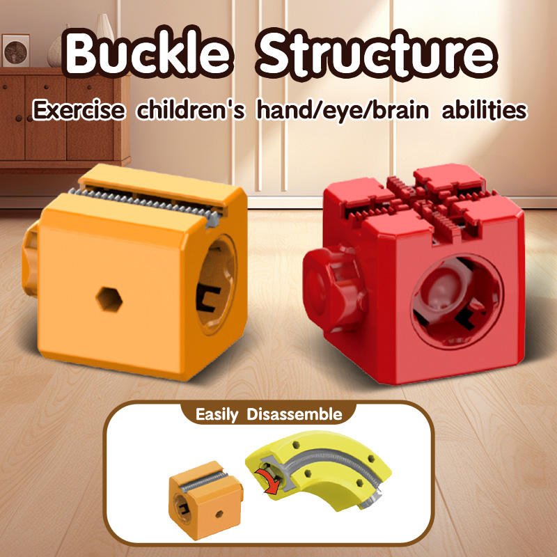 Set Construcție Tren Electric Copii 123 Piese – Pista 3D Modulară Track Cube, Cuburi STEM Educative, Trasee Infinite, 3+ Ani