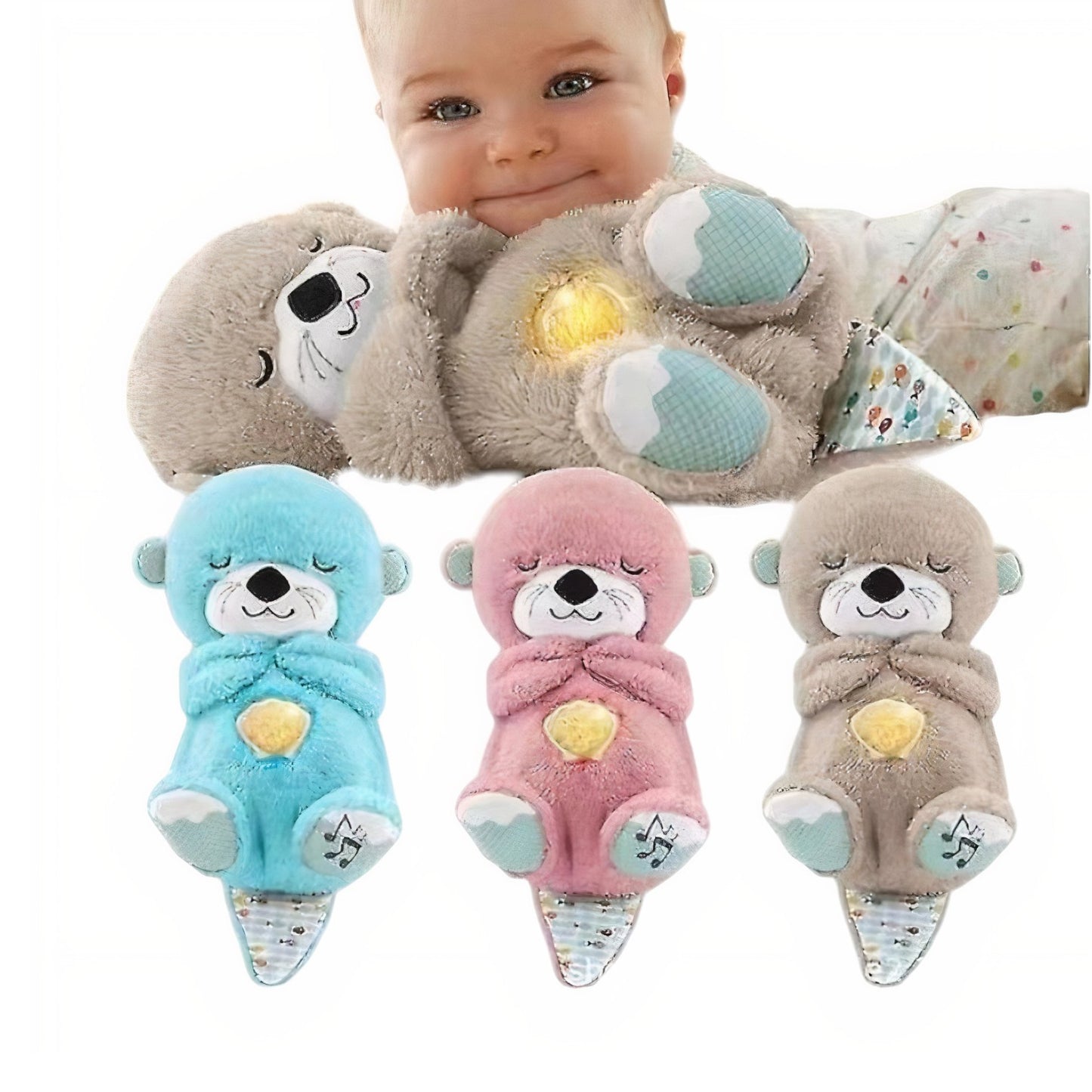 Jucărie de pluș urs interactiv 25 cm – Cu muzică și imitație de respirație, diferite culori, jucărie liniștitoare pentru copii