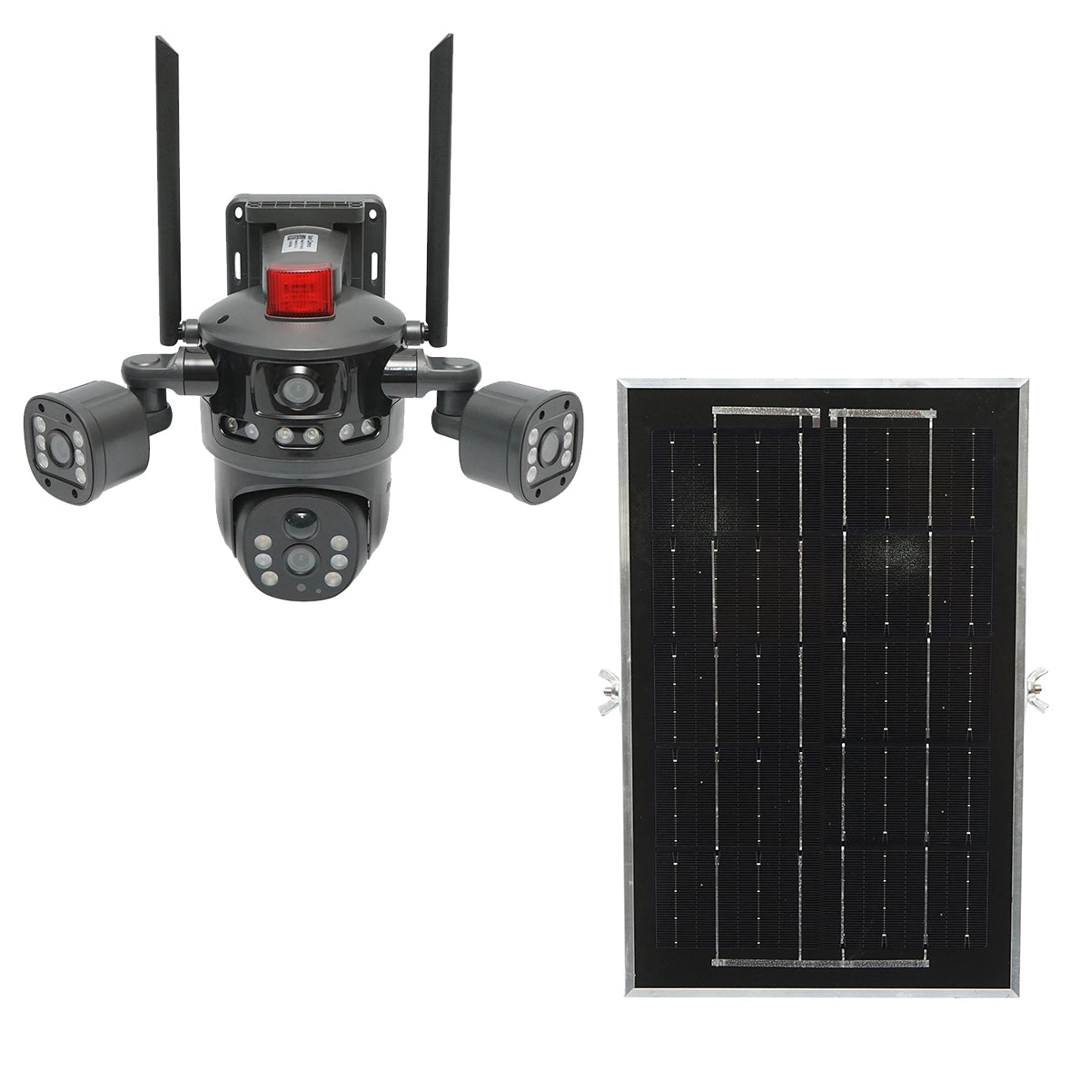 Camera Supraveghere Dual Lens AI 4G cu Panou Solar 8W, PTZ 360°, Detectie Umana, Night Vision Color si Aplicatie V380 Pro