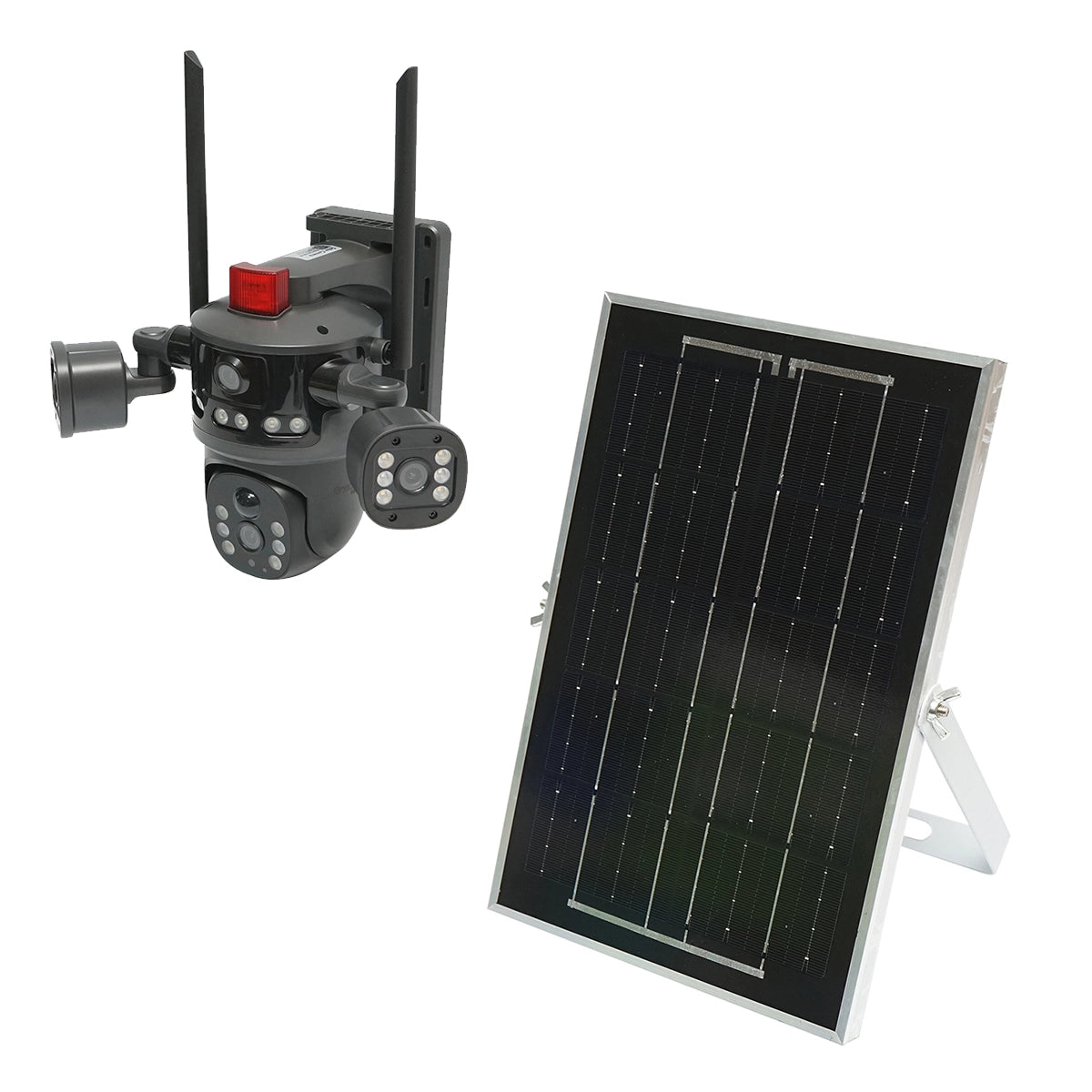 Camera Supraveghere Dual Lens AI 4G cu Panou Solar 8W, PTZ 360°, Detectie Umana, Night Vision Color si Aplicatie V380 Pro