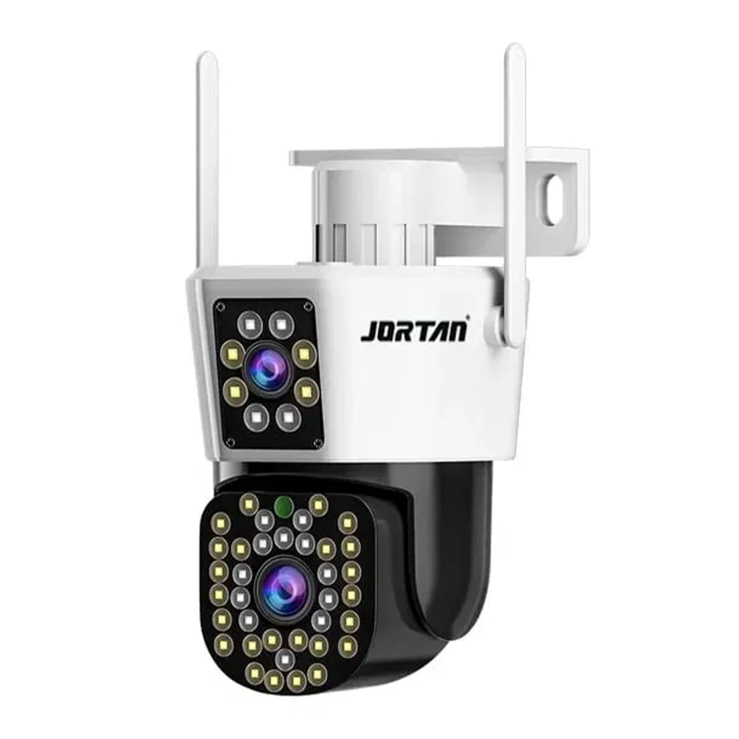 Pachet 2 Camere de Supraveghere WiFi Jortan JT-8293 Dual Lens + 2 Carduri 32GB Incluse – PTZ 355°, Night Vision Color, Audio Bidirecțional, IP66