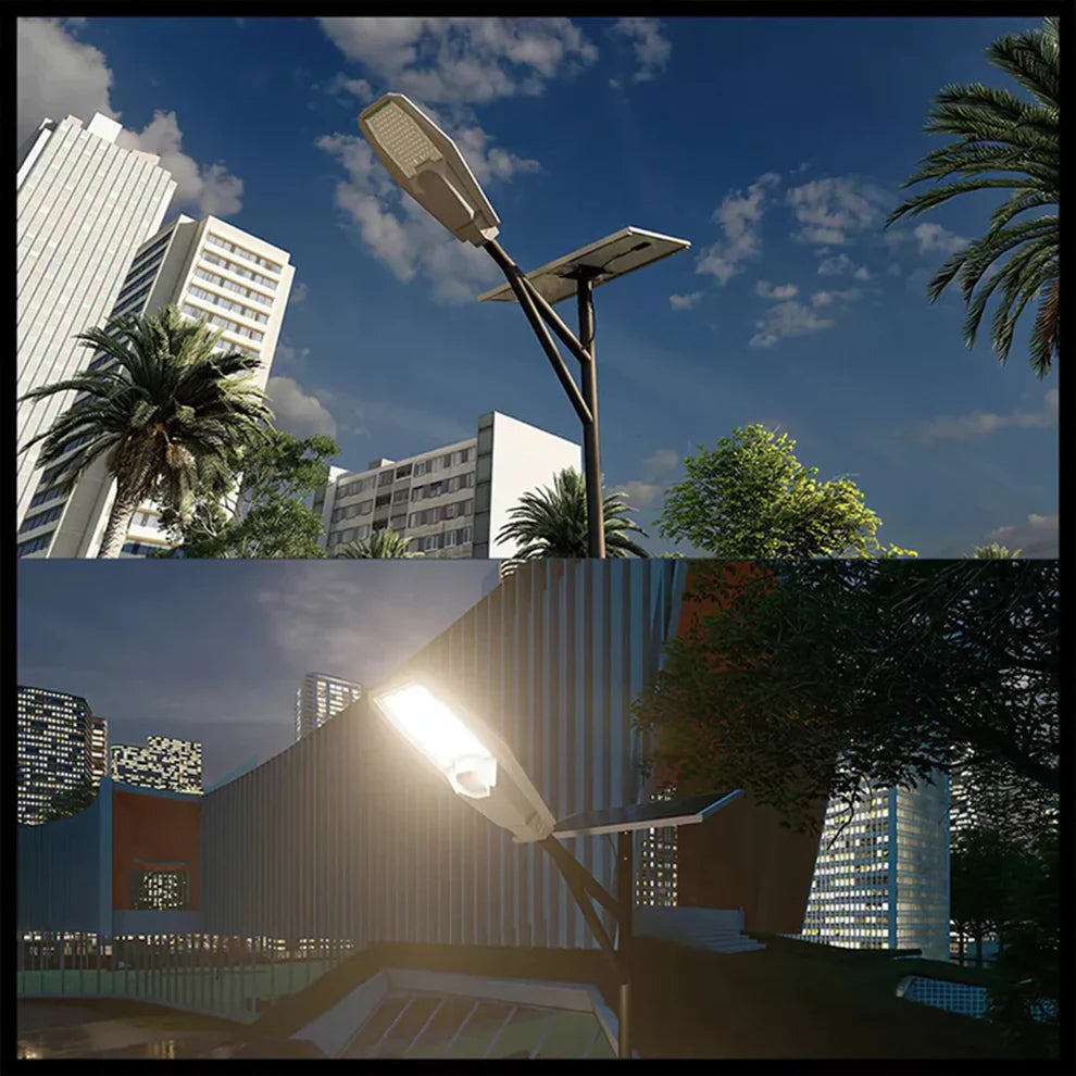 Lampă Solară cu Panou Solar și Braț Susținere 1200W – Iluminare Profesională pentru Exterior