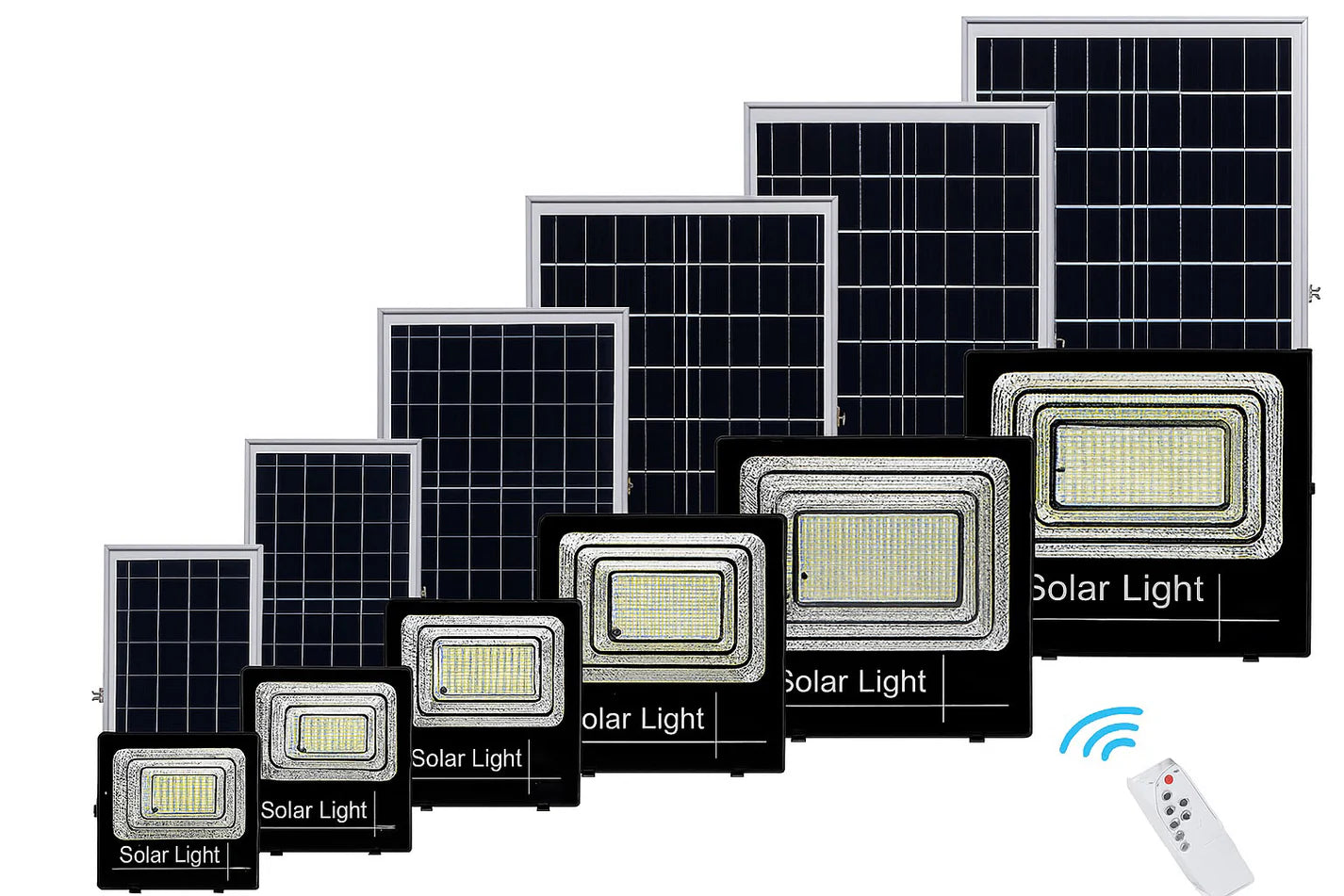 Proiector LED Solar JORTAN Clasic 50W/100W/150W/200W/300W/500W/1200W – Exterior, Telecomandă, IP66, Panou Solar Separat