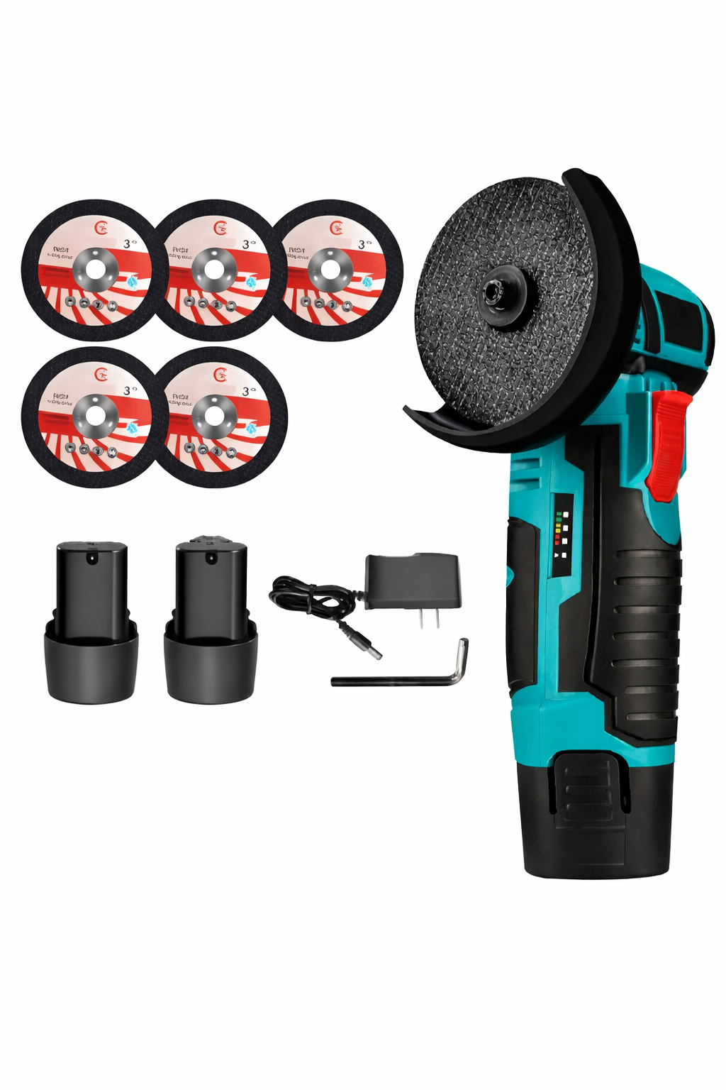 Mini Polizor Unghiular Flex 36V cu 2 Acumulatori – Polizor Electric Fără Fir, 5 Discuri Incluse, pentru Tăiere, Șlefuire și Finisare