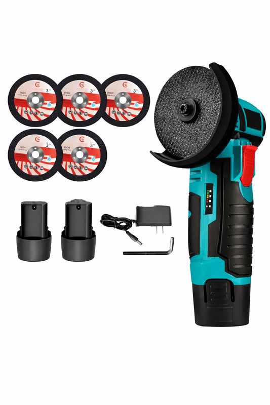 Mini Polizor Unghiular Flex 36V cu 2 Acumulatori – Polizor Electric Fără Fir, 5 Discuri Incluse, pentru Tăiere, Șlefuire și Finisare
