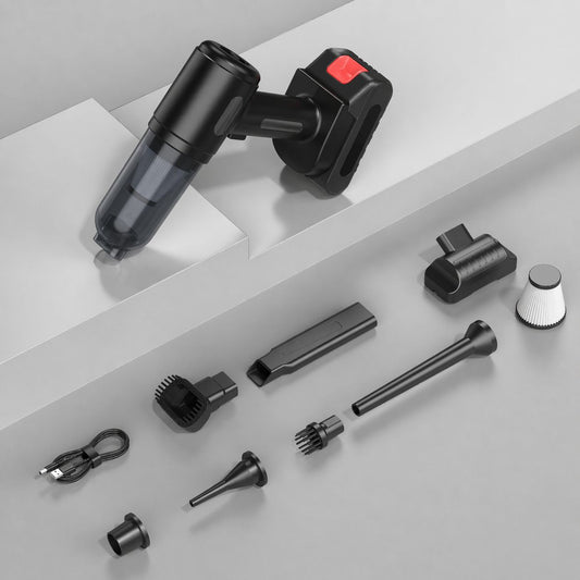 Aspirator auto fără fir 9 in 1, motor brushless, 2000mAh, portabil, USB reîncărcabil, 9 accesorii, recipient praf 150ml, negru