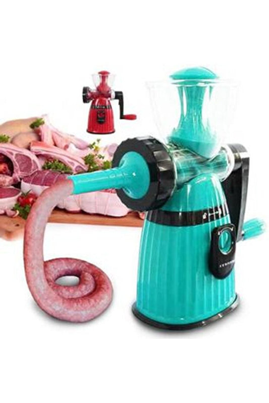 Mașină Universală Manuală de Tocat Carne și Umplut Cârnați – Tocător Metalic Rezistent, Multifuncțional pentru Carne, Legume și Preparare Cârnați