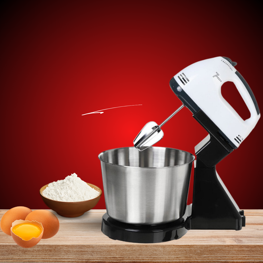 Mixer cu Bol din Inox 4L, 380W, 7 Viteze, Funcție Turbo, Motor din Cupru, Accesorii pentru Bătut & Frământat, Bol Autorotativ – Negru