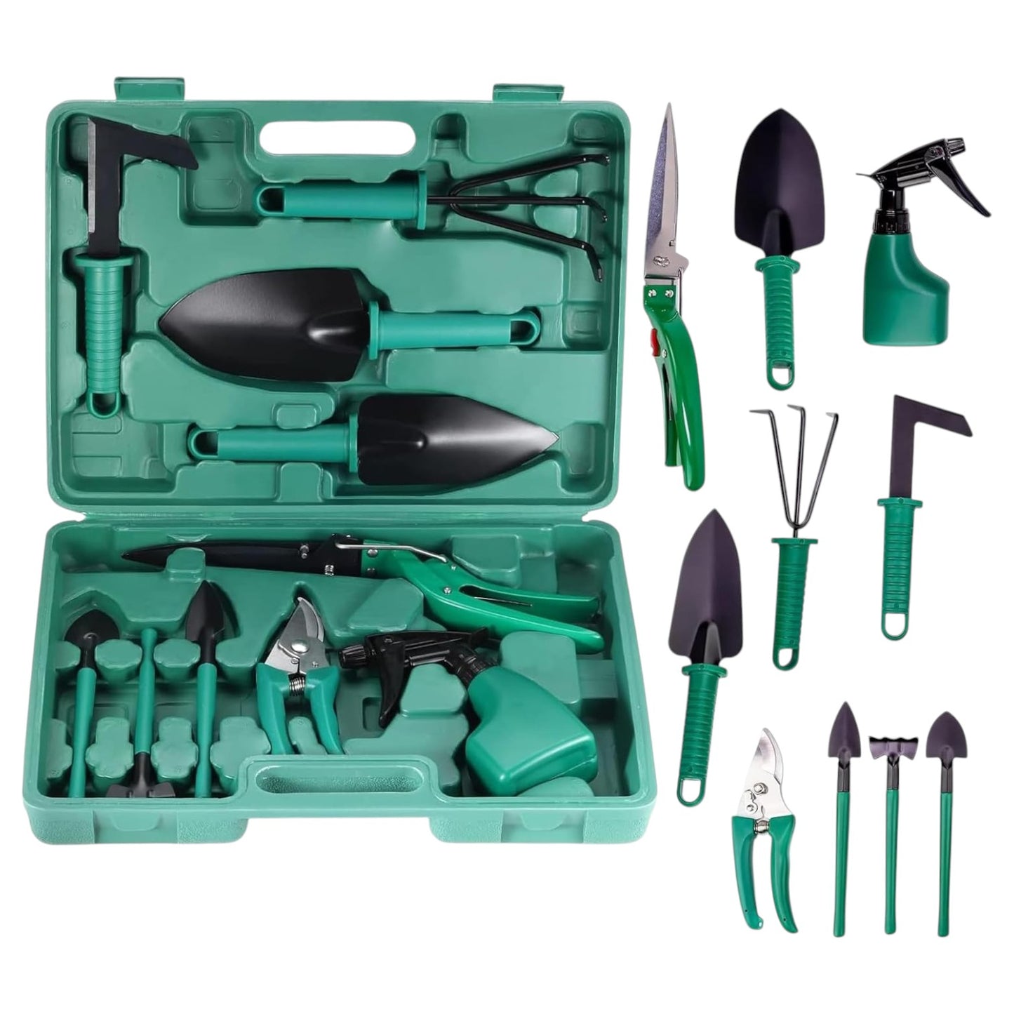 Trusă Unelte Grădinărit 10 Piese din Oțel Inoxidabil cu Cutie de Transport – Set Complet pentru Plantare, Săpat și Îngrijirea Plantelor