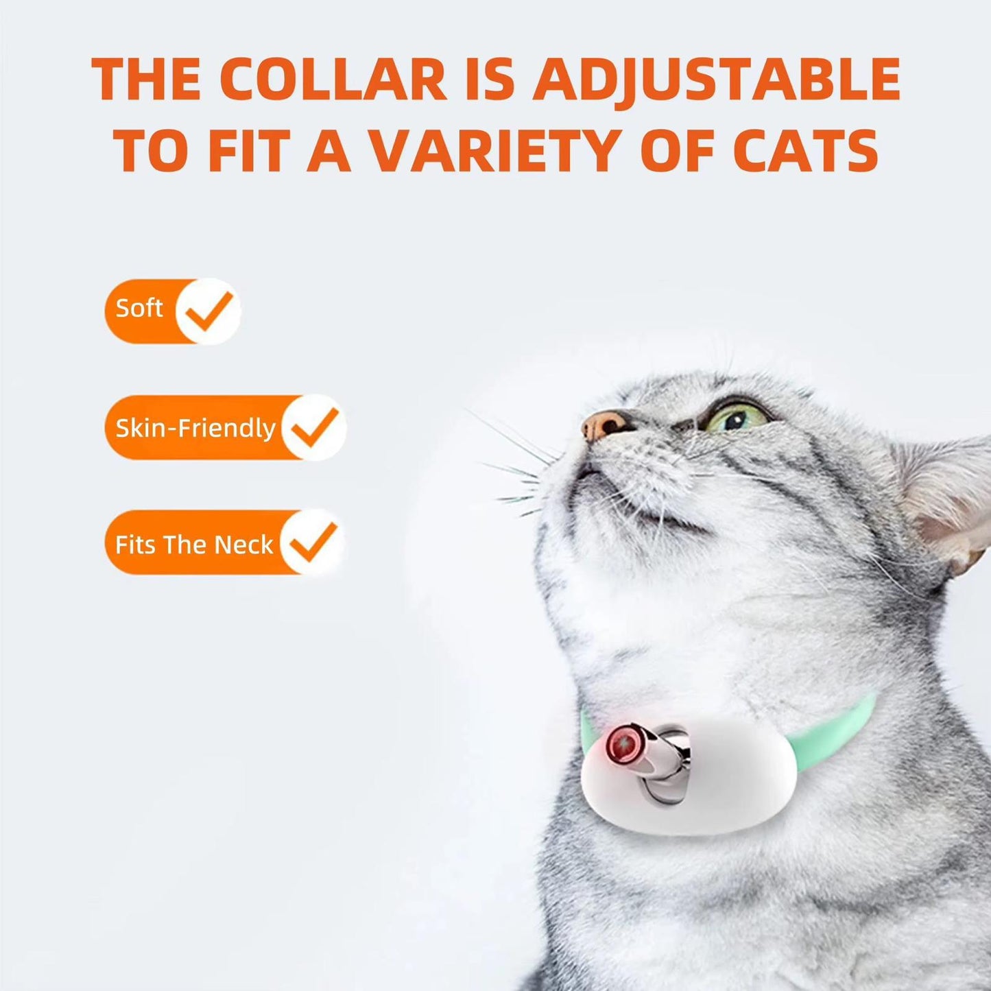 Zgardă cu Laser pentru Pisici – Jucărie Interactivă Reîncărcabilă USB, Reglabilă 22–33 cm, LED cu 2 Moduri, Oprire Automată