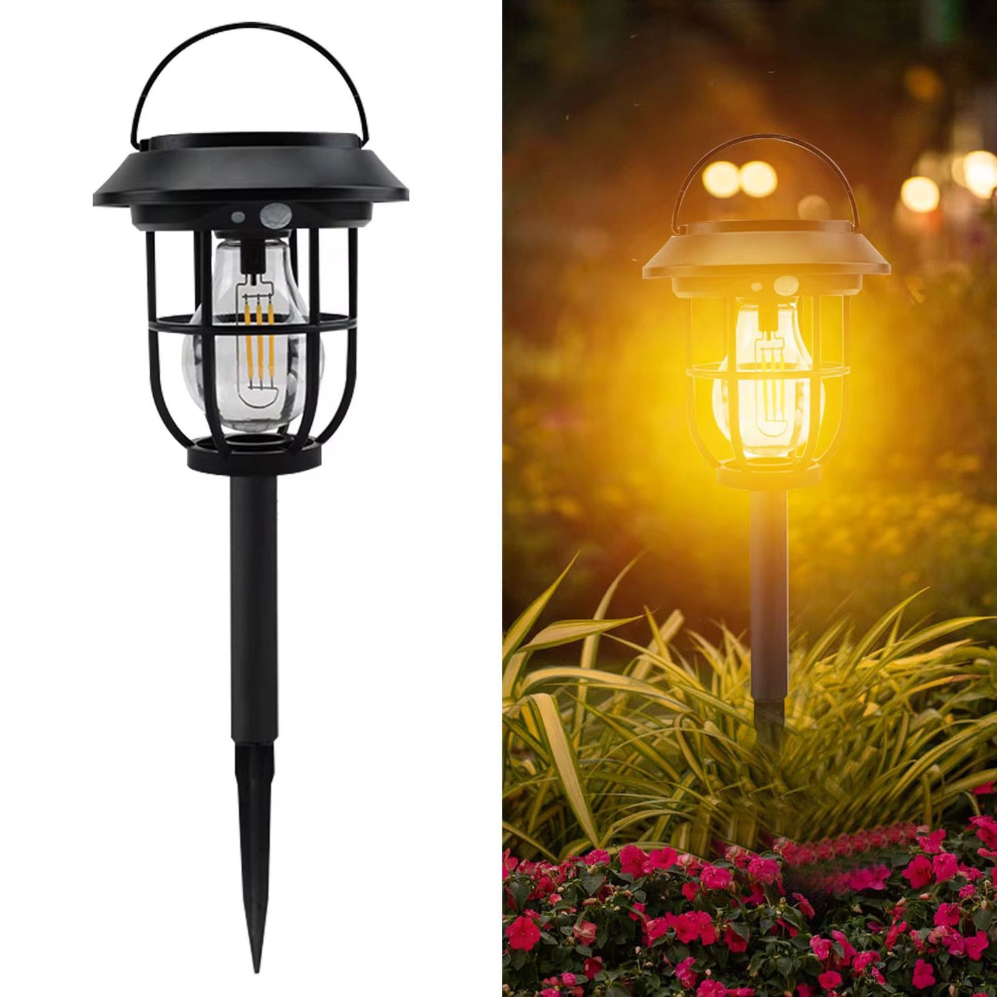 1+1 GRATIS Lampă Solară 2-în-1 Stil Retro cu Țăruș pentru Grădină – Iluminare Decorativă Exterior