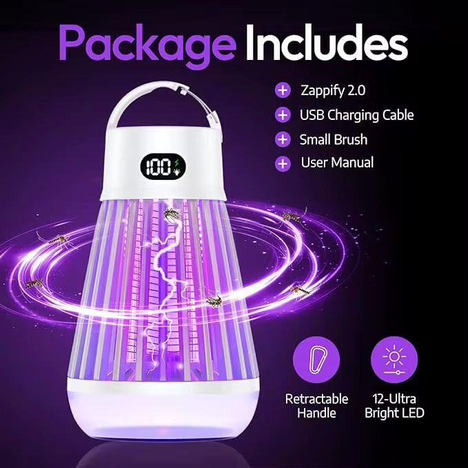 Lampă 2-în-1 Anti-Insecte și Camping Reîncărcabilă USB – Lumină LED + Capcană UV, IP66