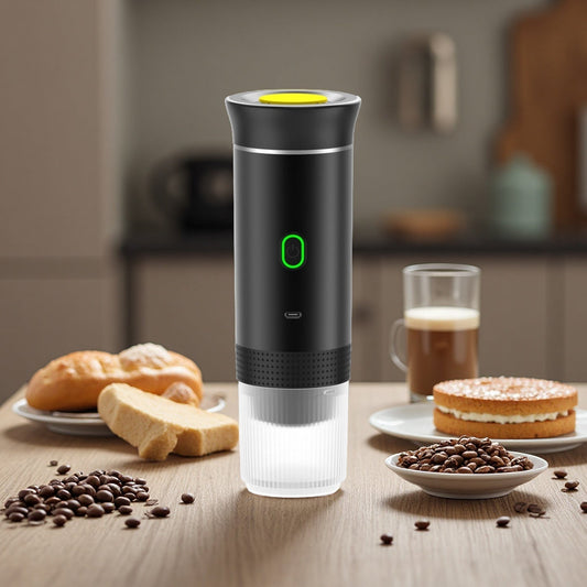 Espressor Portabil 3 în 1 cu Încălzire – Compatibil Capsule & Cafea Măcinată, 15 Bari, USB-C, Ideal pentru Călătorii și Camping