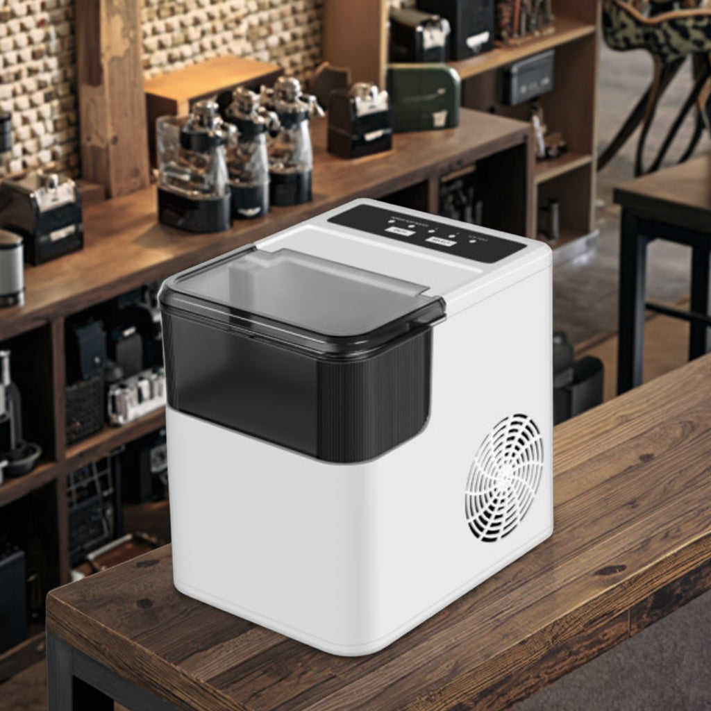 Mașină Automată de Gheață Portabilă 1.6L TOBI TB-966 – Aparat Inteligent pentru Cuburi de Gheață în 6-8 Minute, 12KG/24H, 2 Dimensiuni Cuburi, Ideal