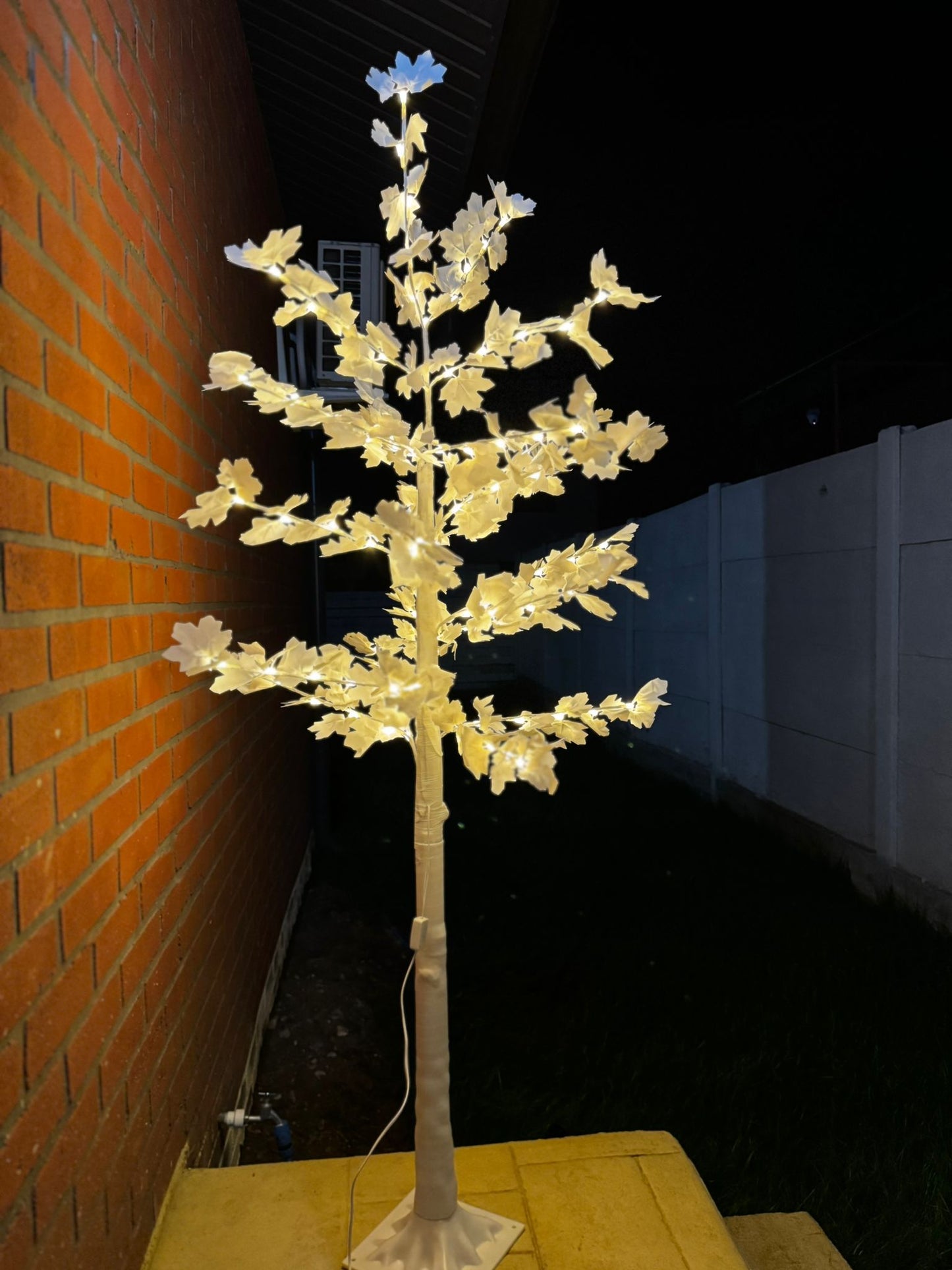 Copac Decorativ Artar Alb, 180 cm, cu LED, Lumina Caldă