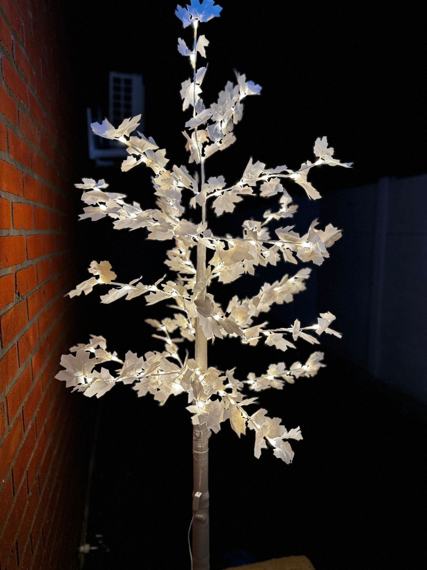 Copac Decorativ Artar Alb, 180 cm, cu LED, Lumina Caldă