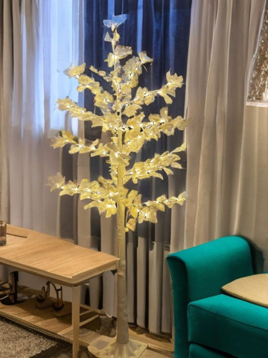 Copac Decorativ Artar Alb, 180 cm, cu LED, Lumina Caldă