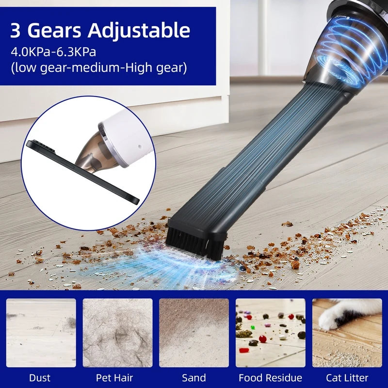 Aspirator Portabil Fără Fir 80W – Reîncărcabil USB-C, Filtru HEPA Lavabil, Puternic pentru Mașină, Casă și Birou