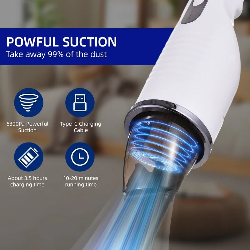 Aspirator Portabil Fără Fir 80W – Reîncărcabil USB-C, Filtru HEPA Lavabil, Puternic pentru Mașină, Casă și Birou