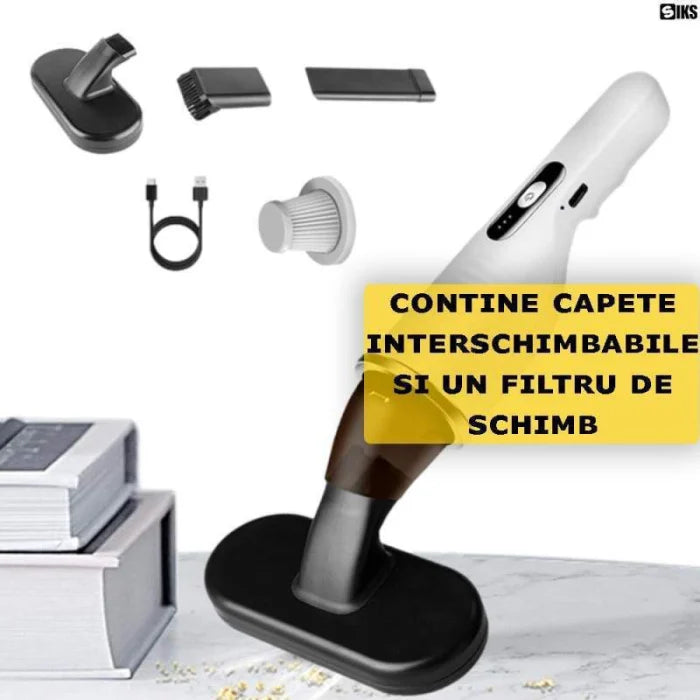 Aspirator Portabil Fără Fir 80W – Reîncărcabil USB-C, Filtru HEPA Lavabil, Puternic pentru Mașină, Casă și Birou