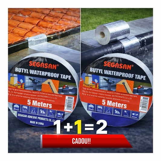 1 + 1 CADOU  Bandă adezivă butilică impermeabilă 5cm x 5m – etanșare puternică, rezistentă la apă, frig și intemperii