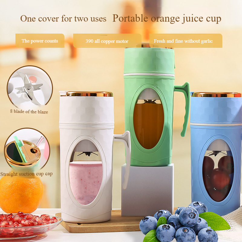 Blender Portabil Smoothie 500ml, Mini Juicer USB Reincarcabil, Display Digital, 21000 RPM, Lame Inox, Ideal pentru Fructe, Shake-uri si Sucuri