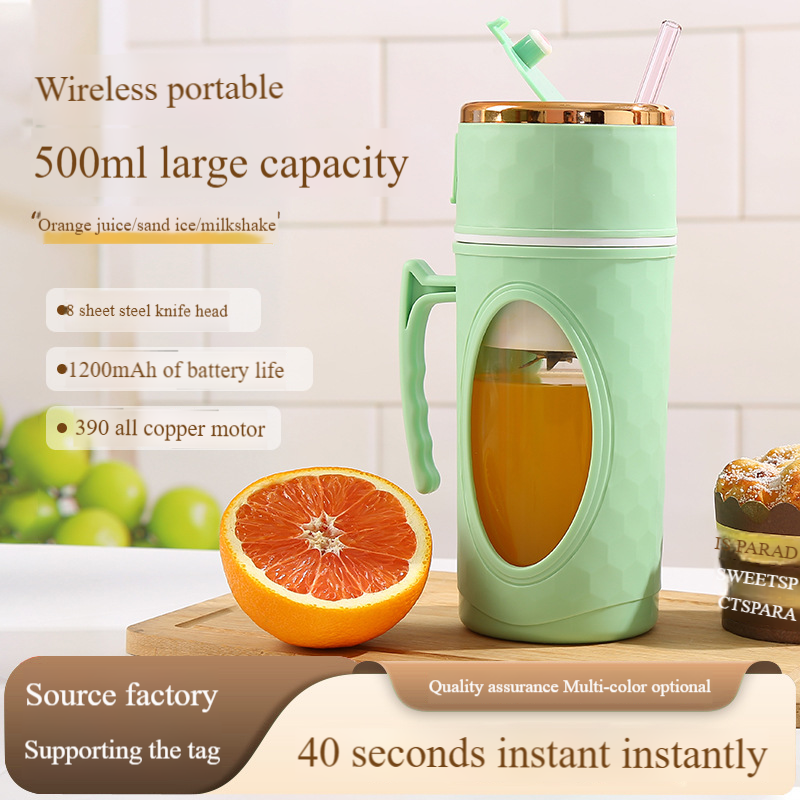 Blender Portabil Smoothie 500ml, Mini Juicer USB Reincarcabil, Display Digital, 21000 RPM, Lame Inox, Ideal pentru Fructe, Shake-uri si Sucuri