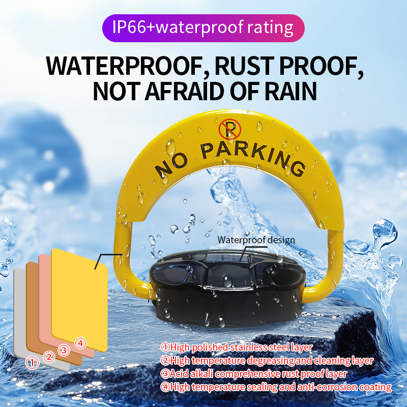 Blocator Parcare Automat Solar, Barieră Rabatabilă Anti-Furt cu Telecomandă, Alarmă Integrată și Cheie Manuală, Rezistentă 5 Tone, Negru/Galben