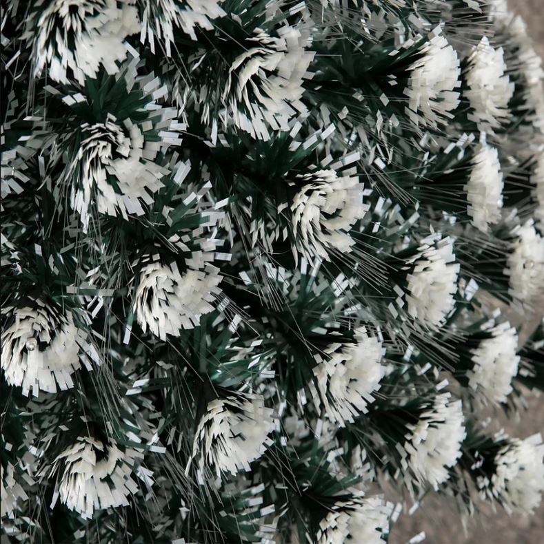 Brad Artificial 180 cm cu Fibră Optică & 200 LED-uri RGB – Aspect Nins, Suport Metalic, Transformator și Vârf Stea Incluse