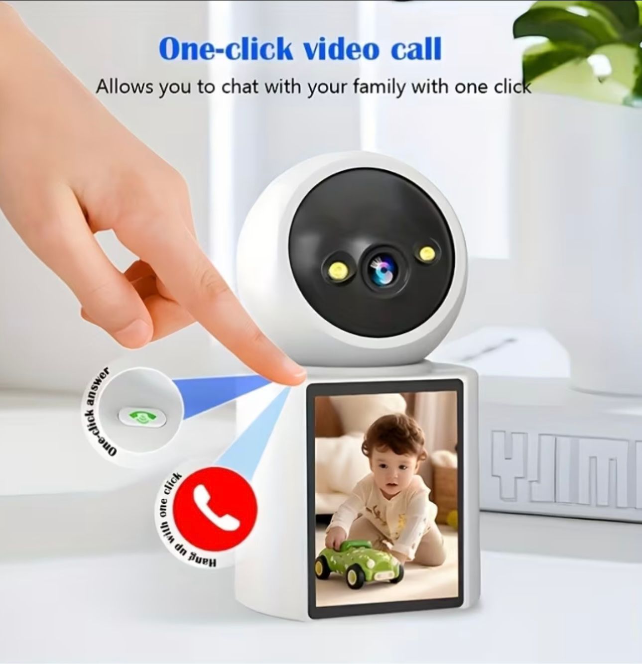 Cameră Pentru Bebelusi WiFi Monitor Video/Audio 1080P cu Vedere Nocturnă, Senzor de Mișcare și Ecran 2.8”