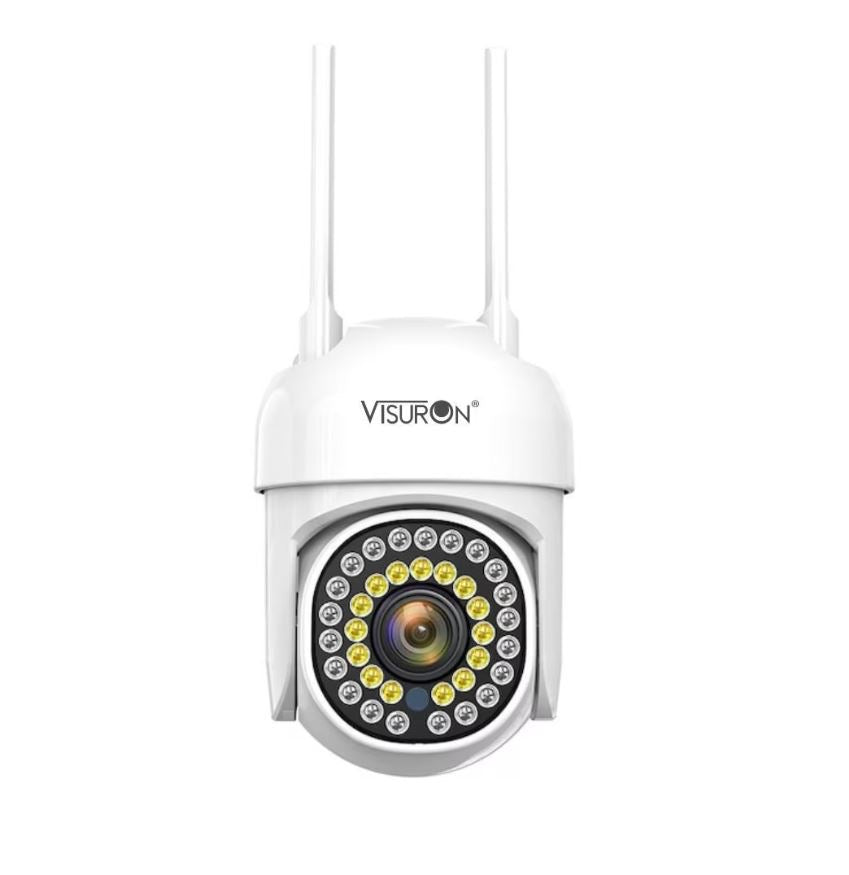 Cameră Supraveghere WiFi 3MP, IP66, PTZ 360°, Night Vision Full Color – Exterior/Interior + Card 64GB CADOU | VISURON