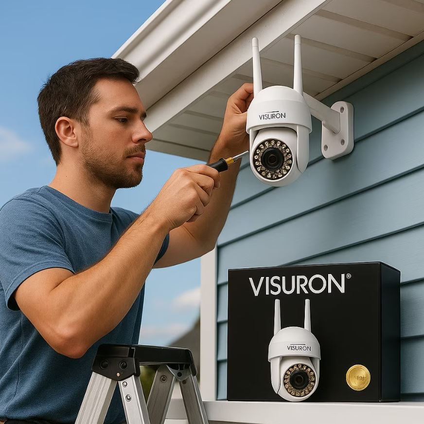 Set 5 Camere Supraveghere WiFi 3MP, IP66, PTZ 360°, Night Vision Full Color – Exterior/Interior + 5 Carduri 64GB CADOU | VISURON