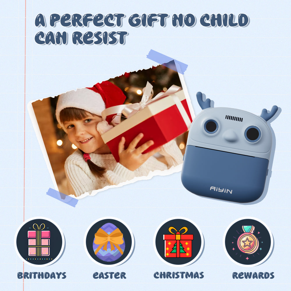 Cameră Foto pentru Copii cu Printare Instant – Aparat Foto Digital cu Imprimantă Termică, Card 32GB, Baterie 1200mAh, Ideal Cadou Copii