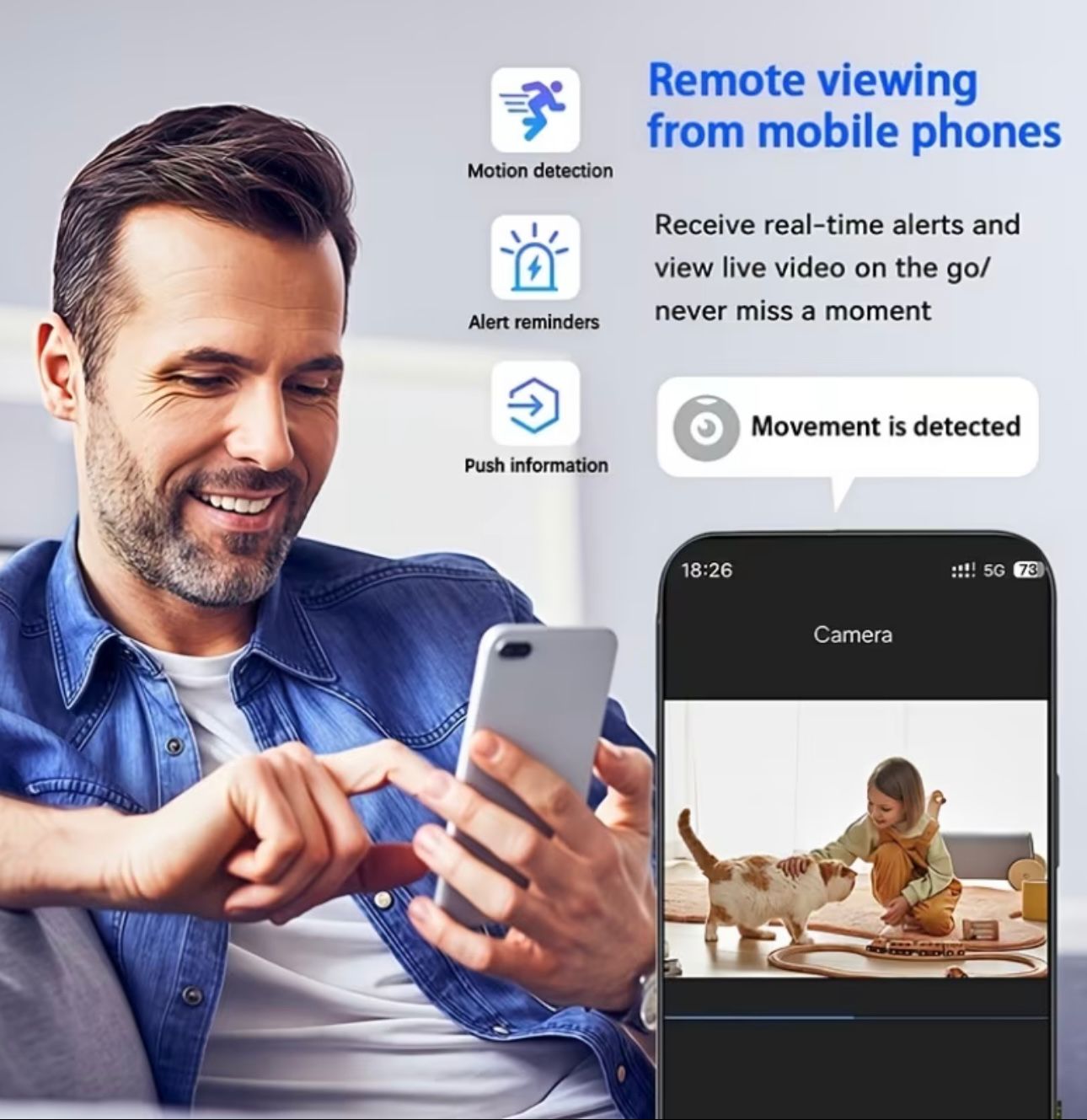 Cameră Pentru Bebelusi WiFi Monitor Video/Audio 1080P cu Vedere Nocturnă, Senzor de Mișcare și Ecran 2.8”