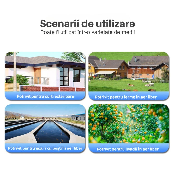 Cameră de Supraveghere WiFi 6MP Dual Lens – Rotire 355°, Vedere Nocturnă Color & IR, Audio Bidirecțional, Detectare Mișcare, IP66, Control Aplicație Android/iOS