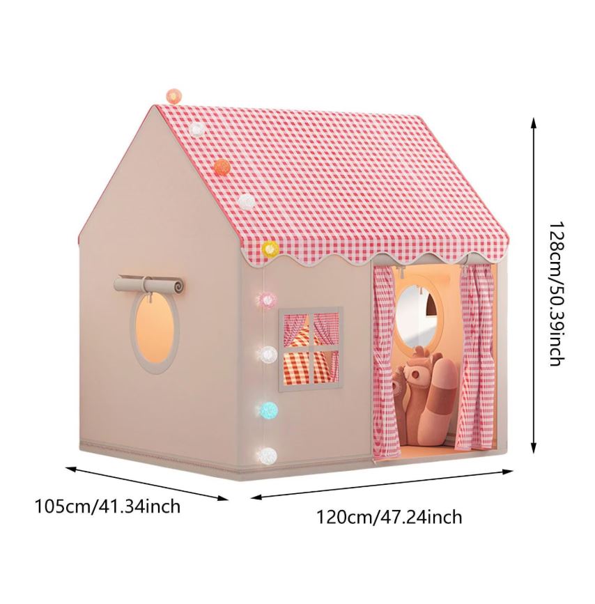 Cort de Joacă Roz pentru Copii – 120x105x128 cm, Spațios, Rezistent, Ușor de Montat, Pentru Interior și Exterior