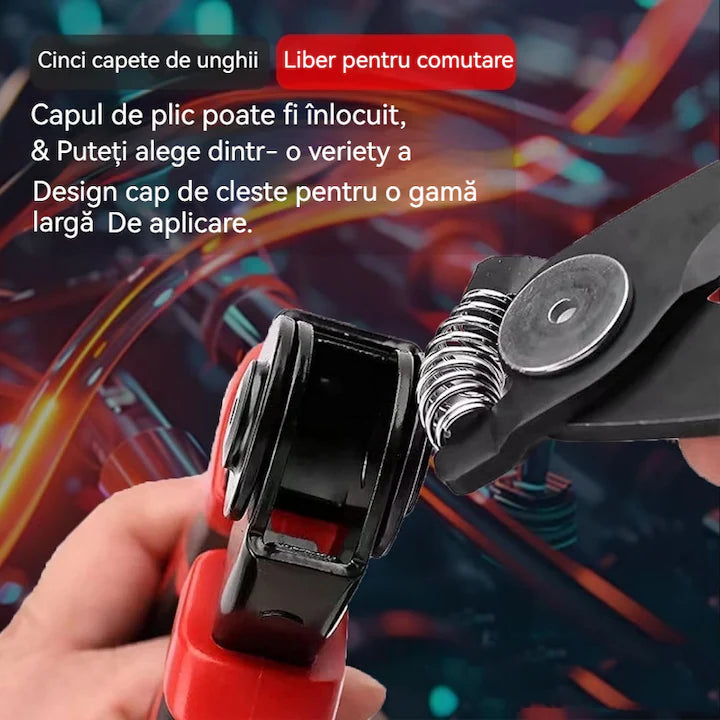 Set Clește Multifuncțional 5 în 1 Profesional – Clește, Foarfecă, Tăietor Cabluri, Sertizare & Decablare, Mâner Anti-Alunecare, Cutie Depozitare