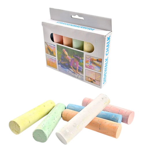 Creta pentru asfalt 11x2 cm – Set 6 bucăți pentru desen exterior, ideală pentru copii, joacă educativă și creativă pe trotuar sau curte